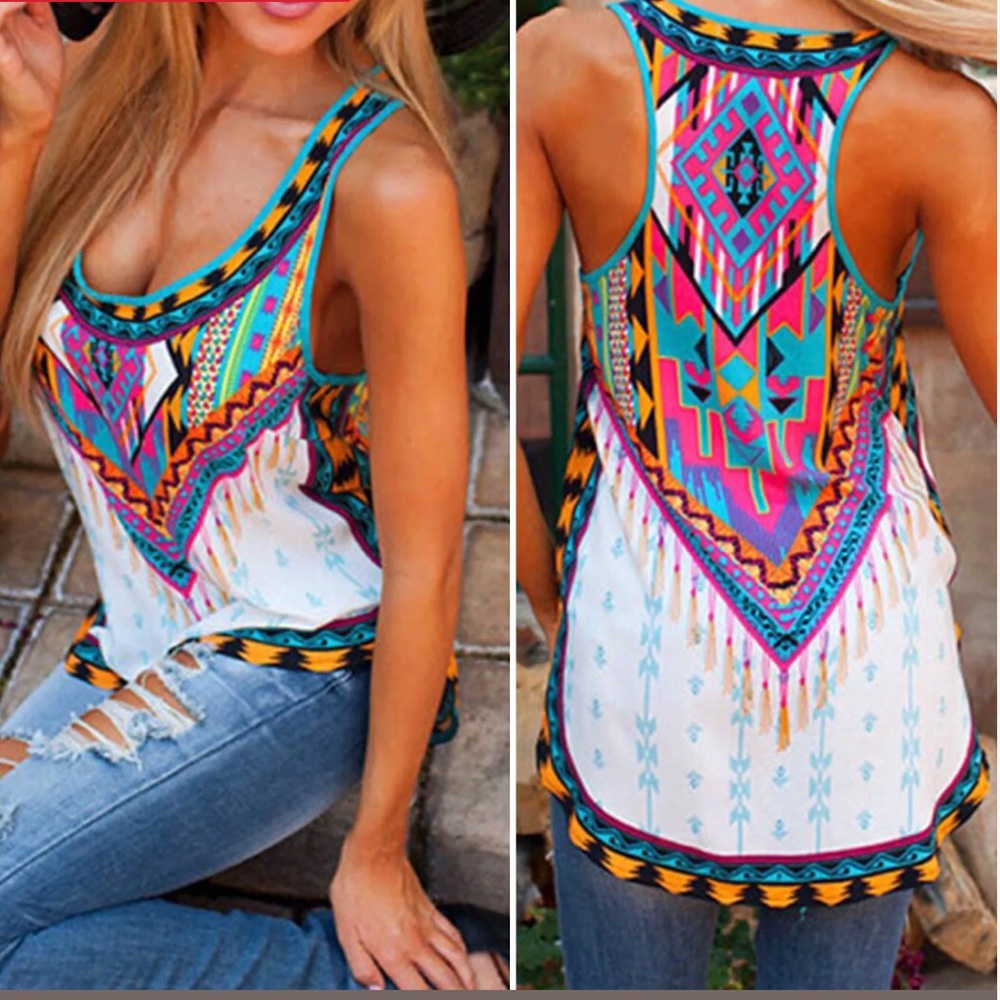 Women’s Boho Sleeveless Loose Cami. US-Size 10-12